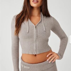 Frankie’s Bikinis Aimee Cloud Knit Zip Up Hoodie